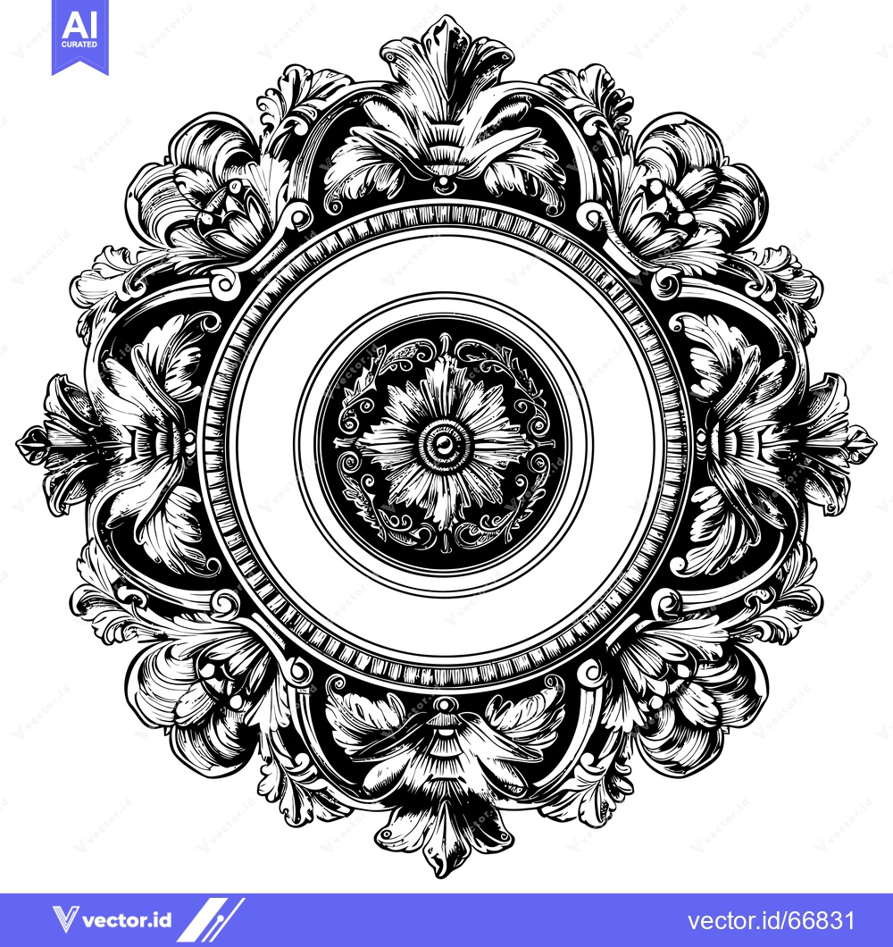 Premium Vector dari Ornate Circular Frame with Floral Motifs