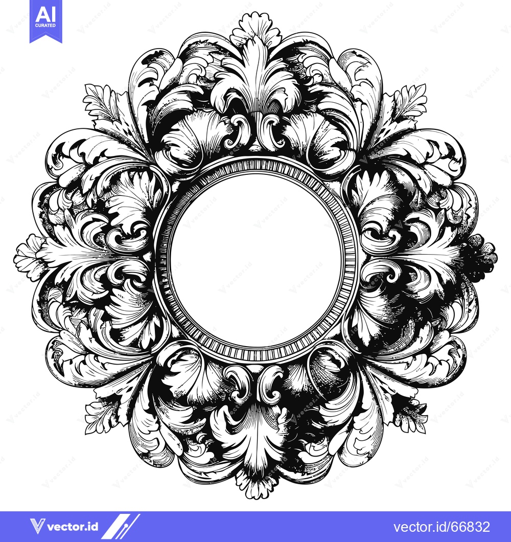 Premium Vector of Ornate Circular Frame with Intricate Floral Design