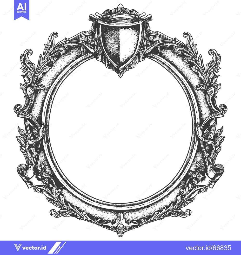 Premium Vector dari Ornate Circular Frame with Shield and Flourishes
