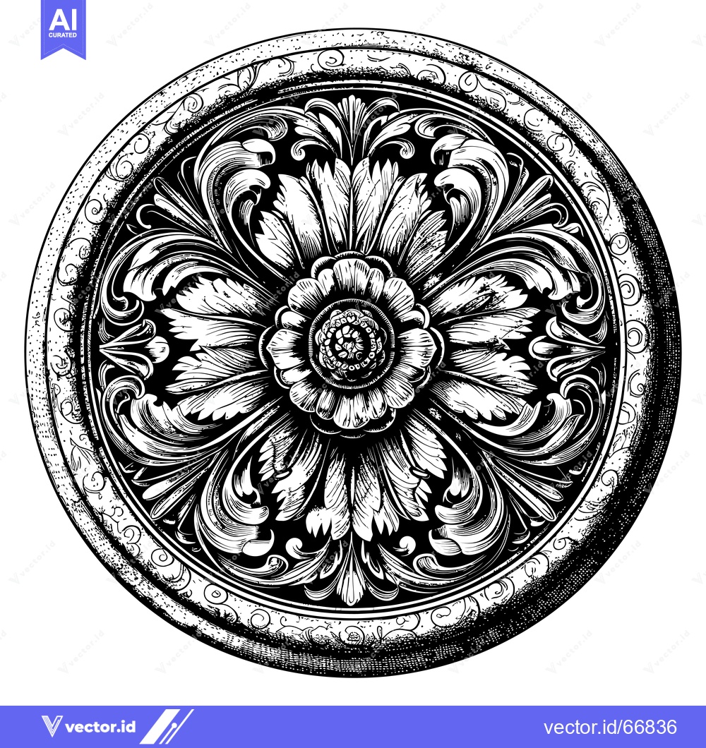 Premium Vector dari Intricate Ornamental Design with Floral Motifs in a Circular Frame
