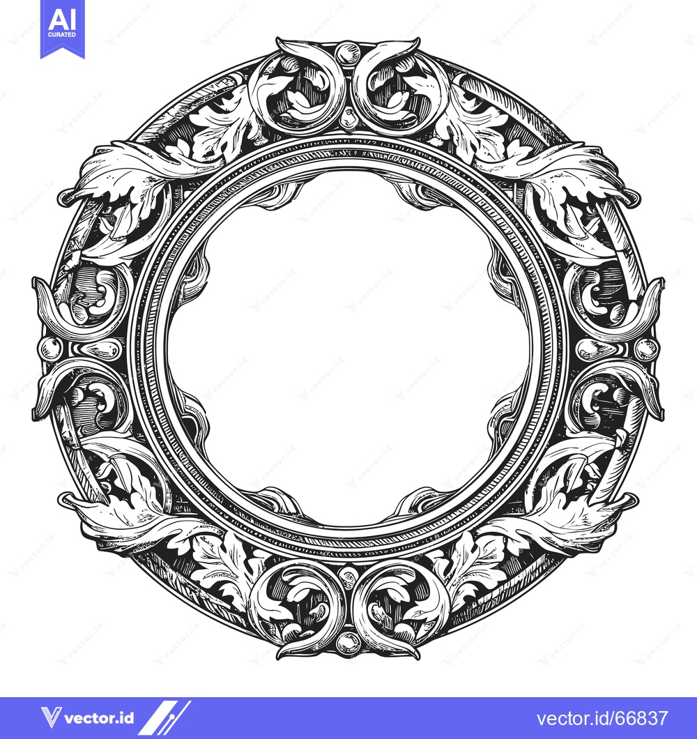 Premium Vector of Ornate Circular Frame with Floral Motifs and Intricate Detailing