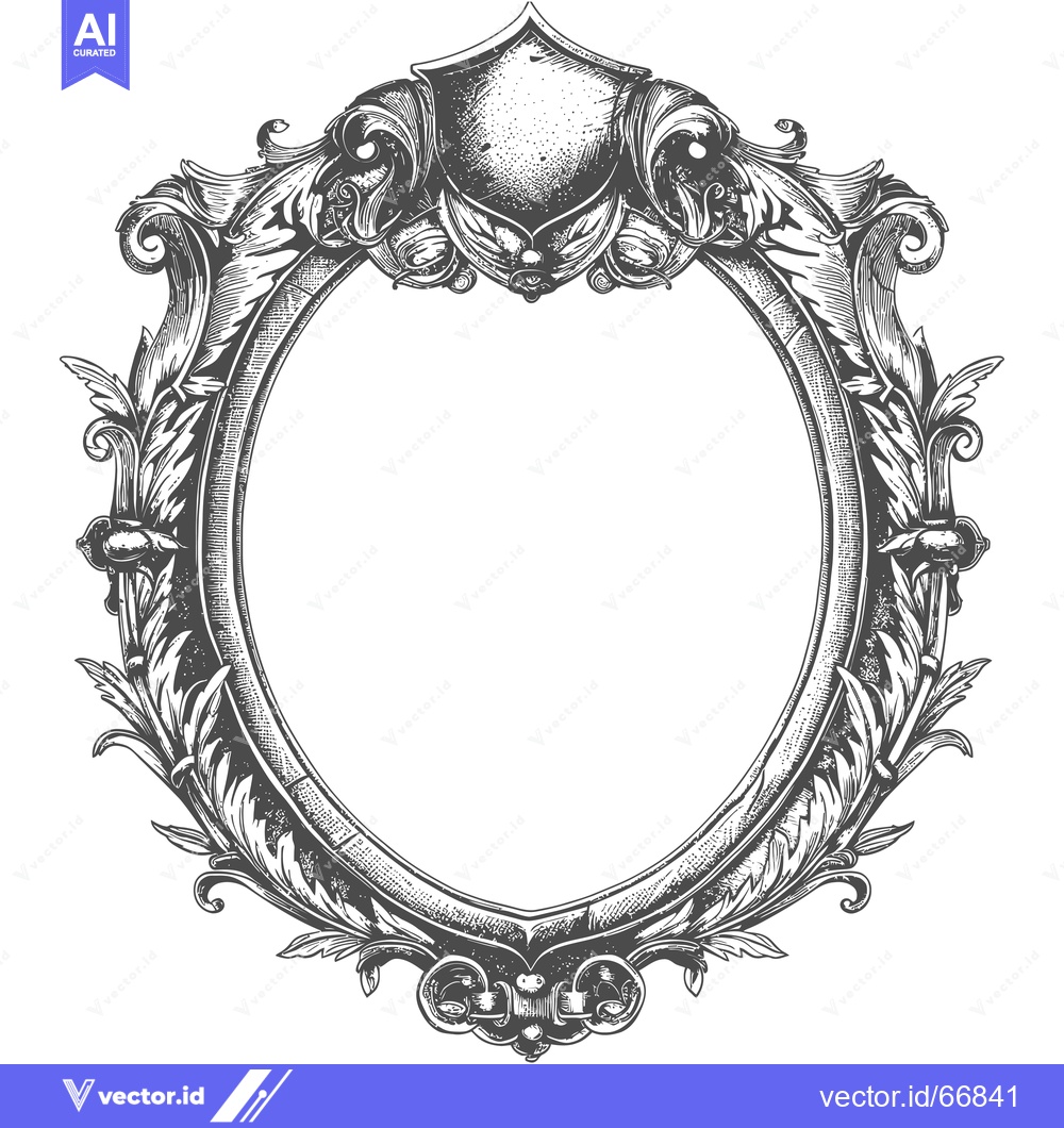 Premium Vector dari Ornate Oval Frame with Flourishes and Shield