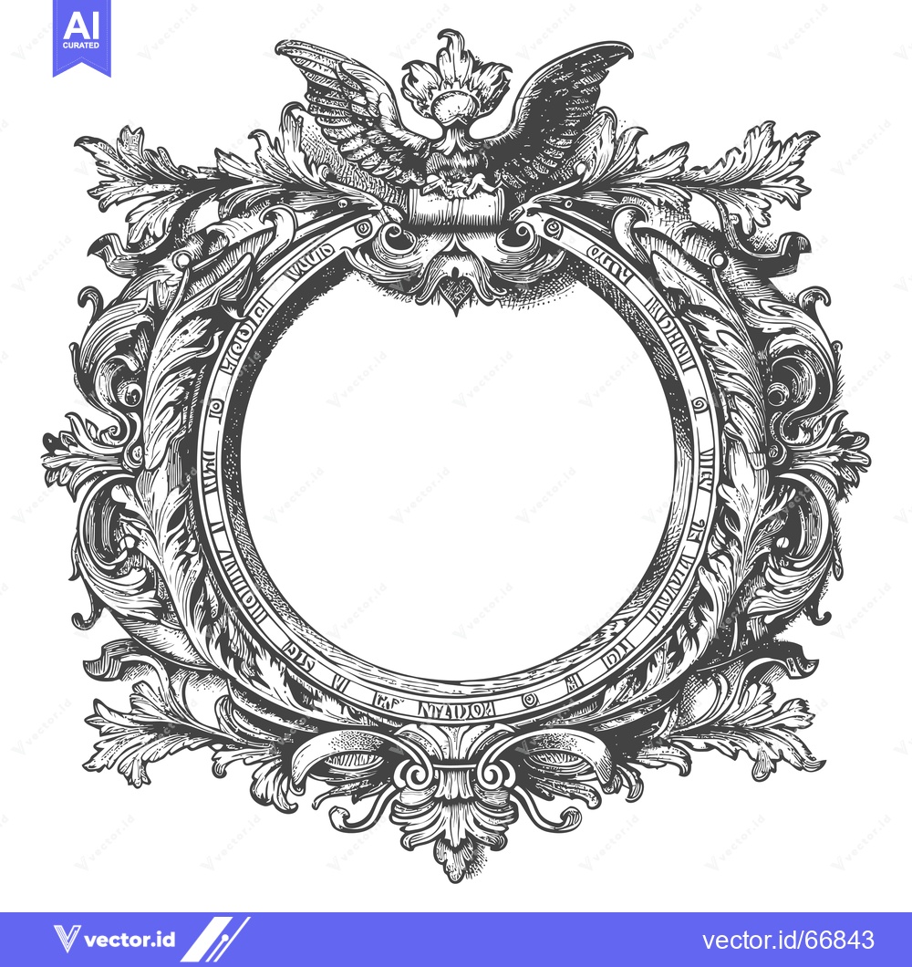 Premium Vector of Ornate Frame with an Eagle and Floral Motifs