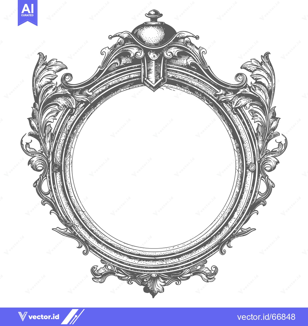 Premium Vector of Ornate Circular Frame with Floral Motifs and a Finial
