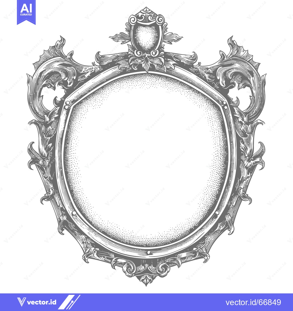 Premium Vector dari Ornate Shield Frame with Flourishes and a Crest