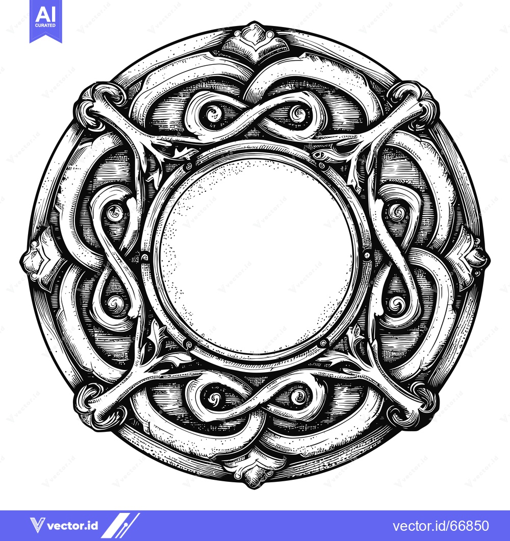 Premium Vector of Ornate Circular Frame with Intertwined Floral Motifs