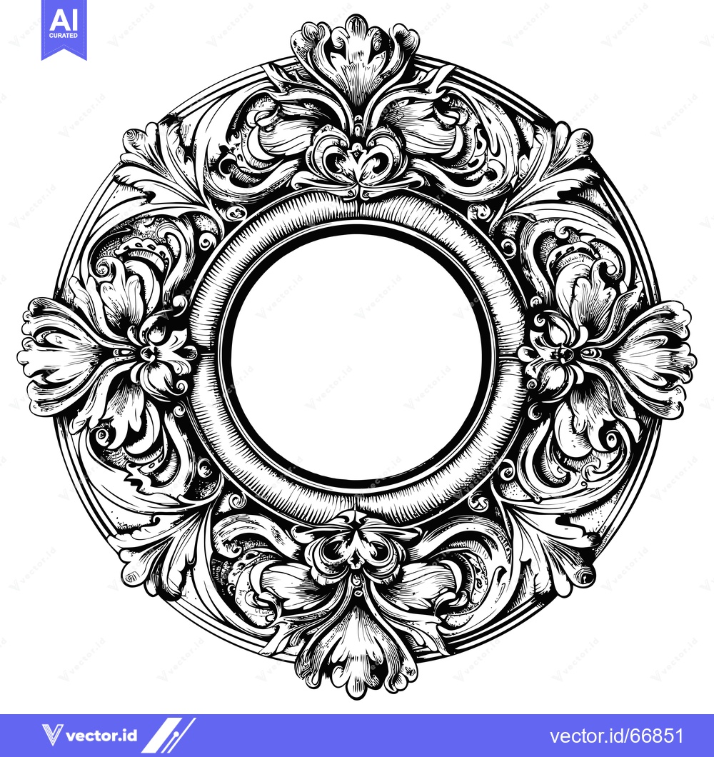 Premium Vector dari Ornate circular frame with intricate floral design