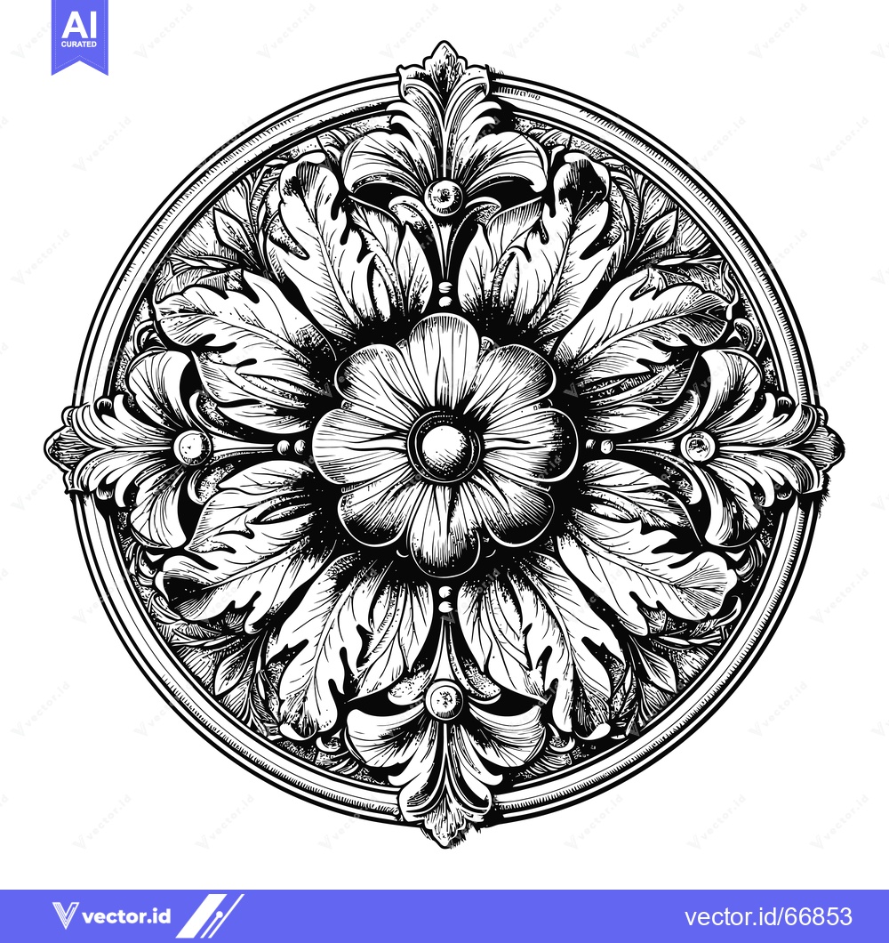 Premium Vector dari Ornate Circular Design with Floral Motifs