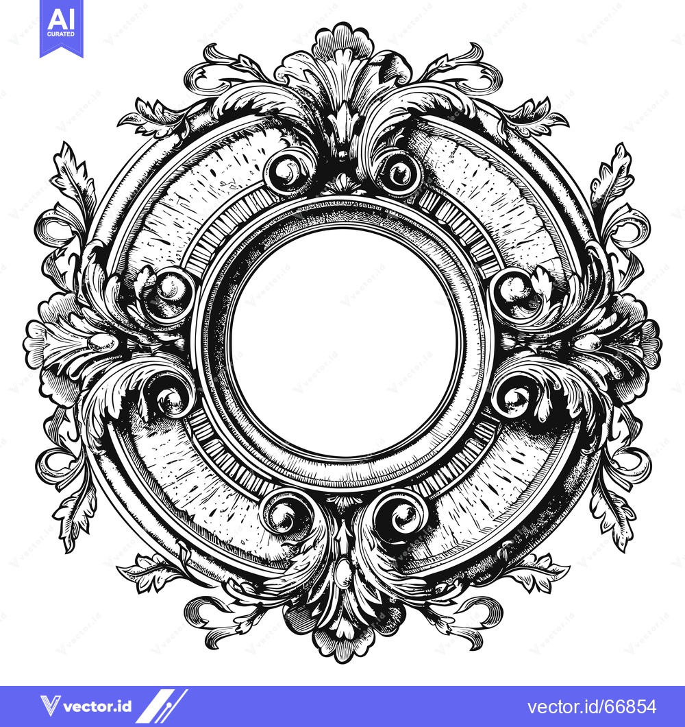 Premium Vector dari Ornate Circular Frame with Flourishes and Scrolls