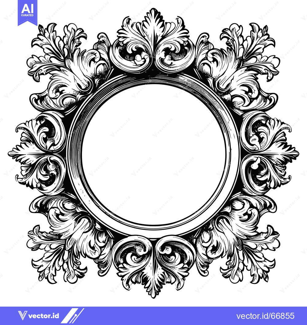 Premium Vector dari Ornate Circular Frame with Intricate Floral Design