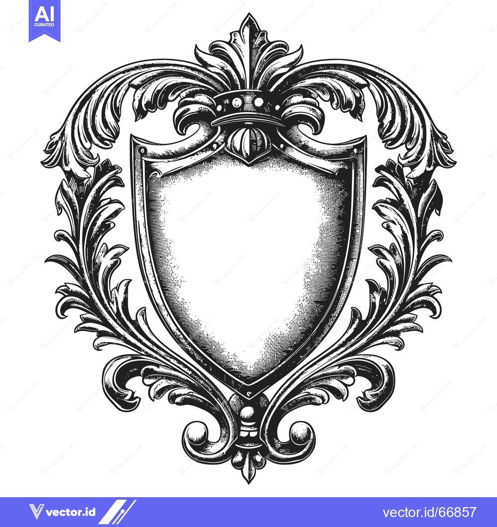 Premium Vector dari Ornate Shield with Crown and Flourishes