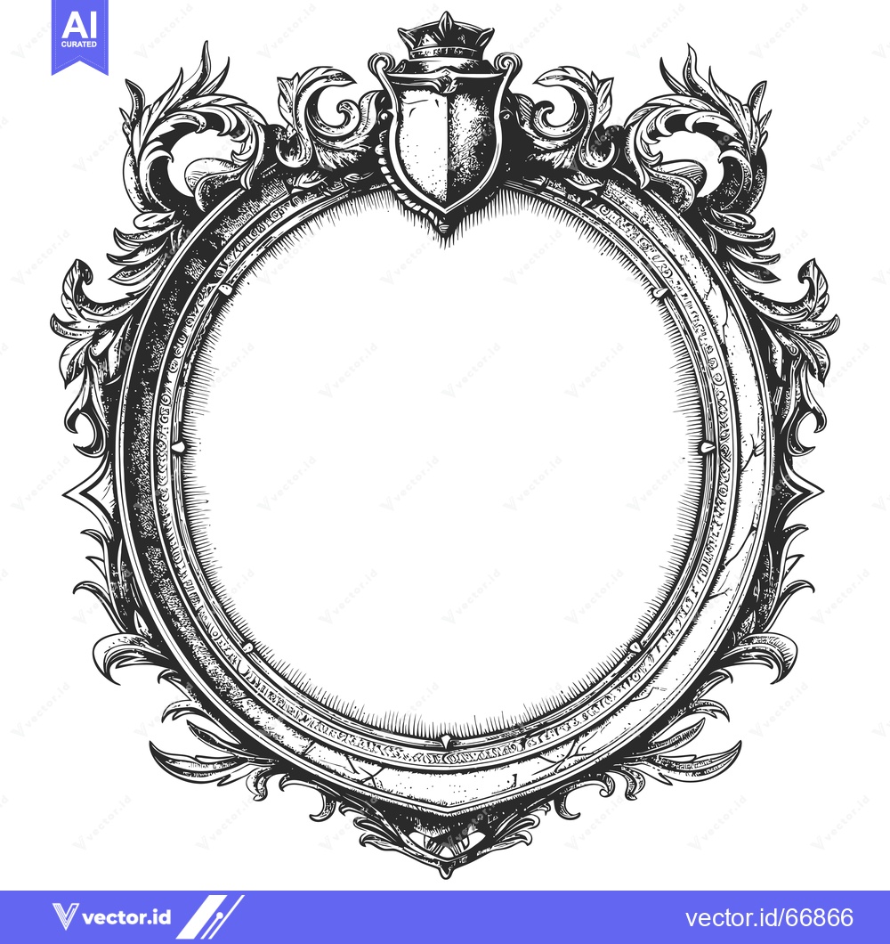 Premium Vector dari Ornate Circular Frame with Crown and Shield
