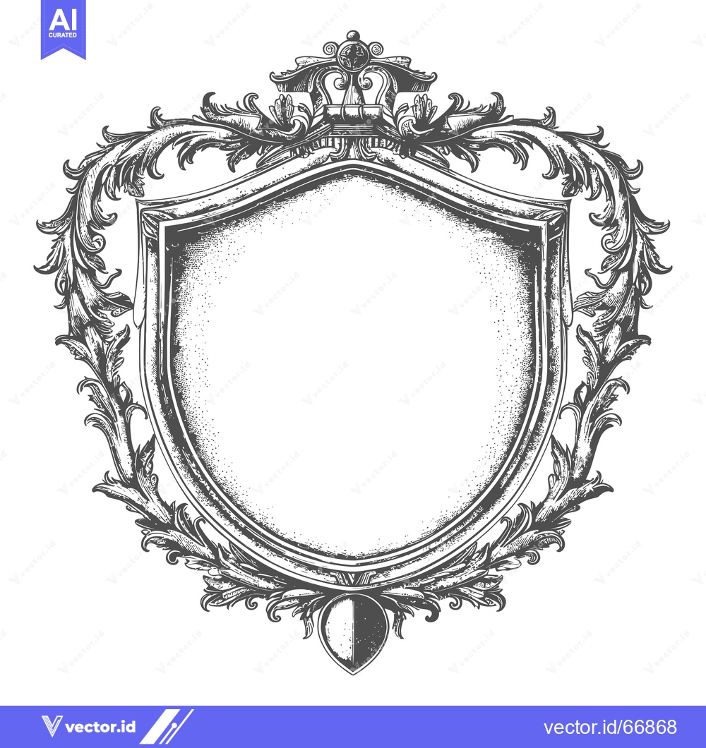 Premium Vector dari Ornate Shield with Crown and Flourishes