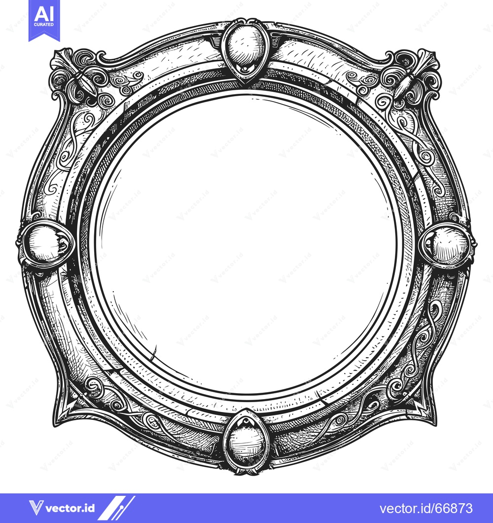 Premium Vector of Ornate Circular Frame with Floral and Jewel Motifs