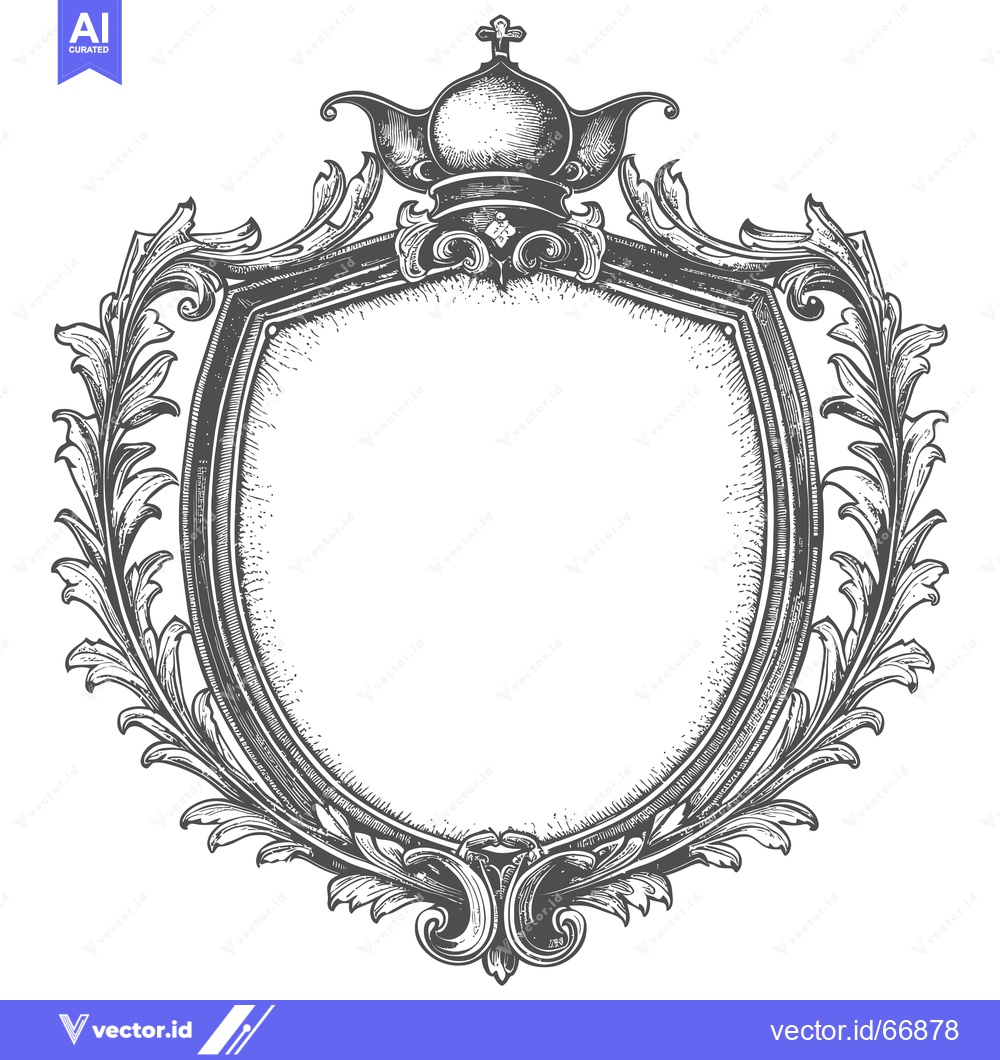 Premium Vector dari Ornate Shield with Crown and Floral Flourishes
