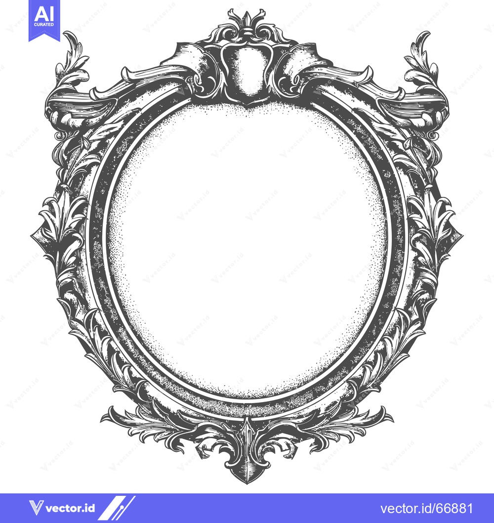 Premium Vector dari Ornate Oval Frame with Floral Detailing and a Crown