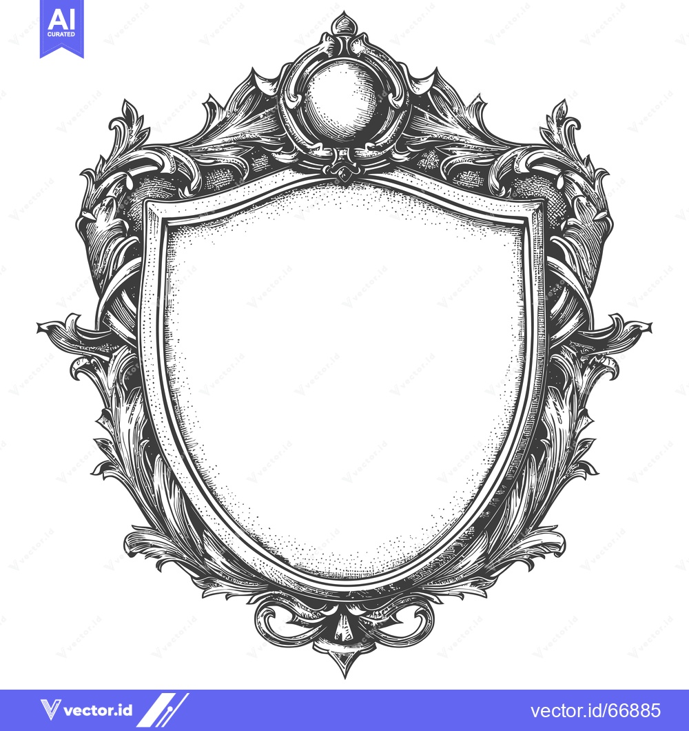 Premium Vector of Ornate Shield with Flourishes and a Blank Center