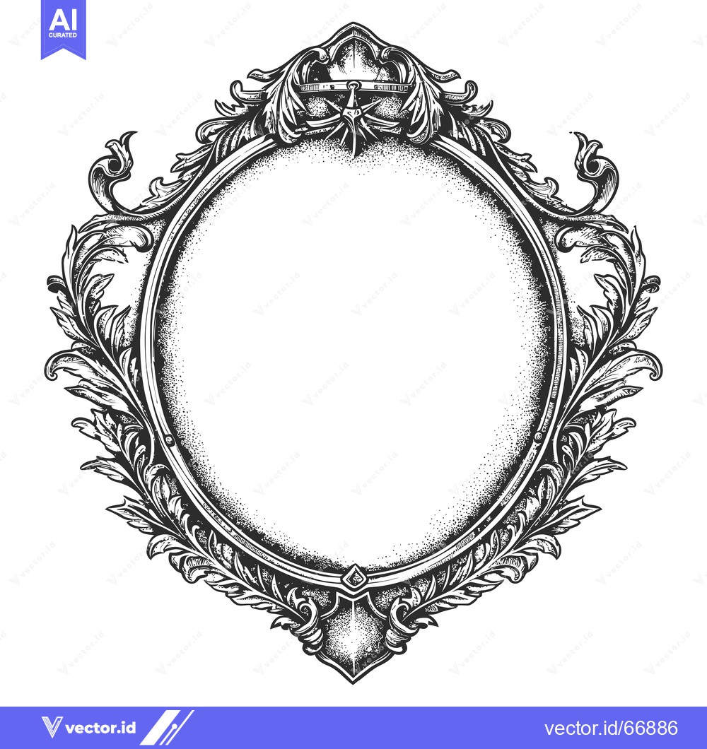 Premium Vector of Ornate Oval Frame with a Crown and Flourishes