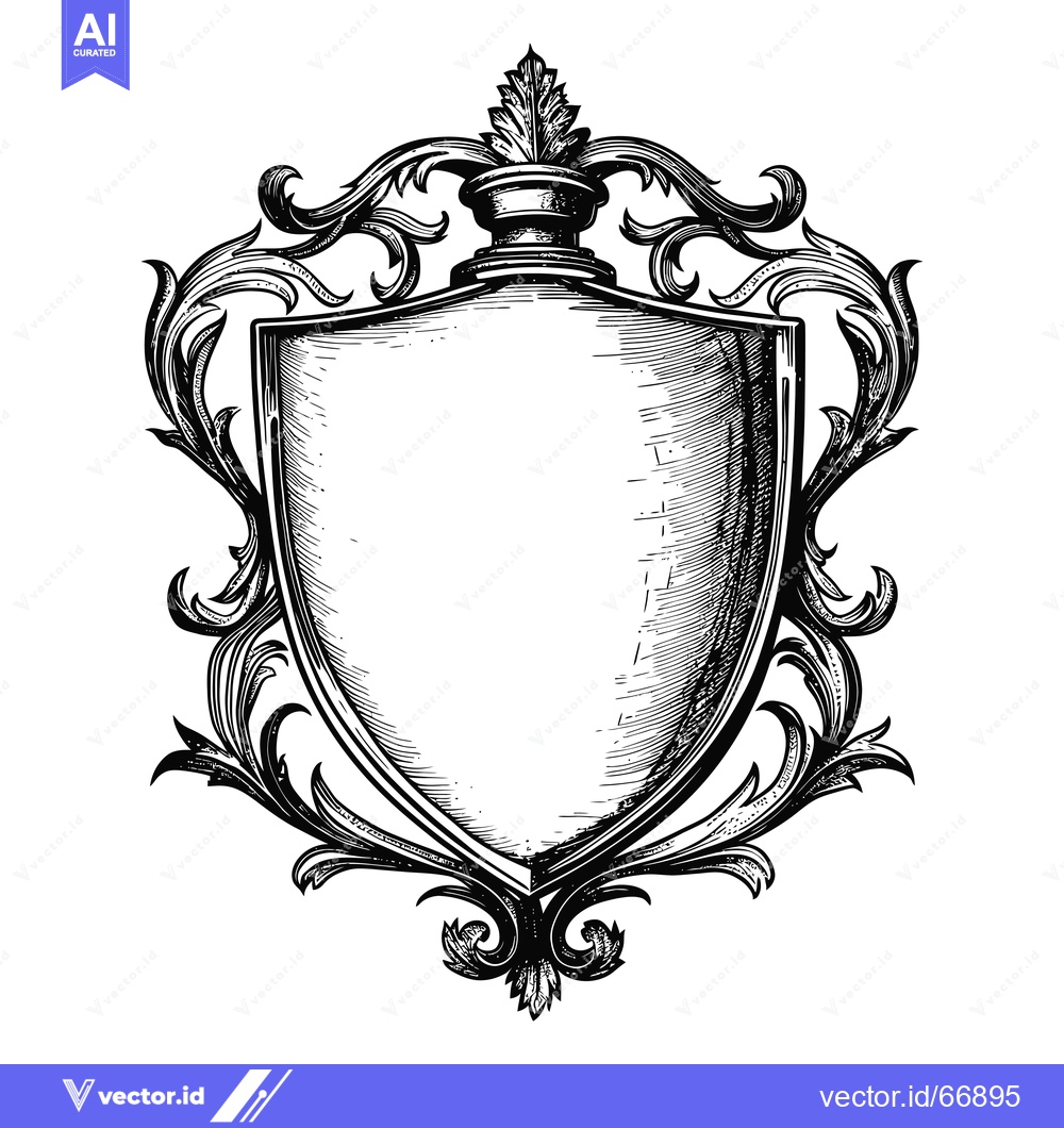Premium Vector dari Ornate Heraldic Shield with Flourishes