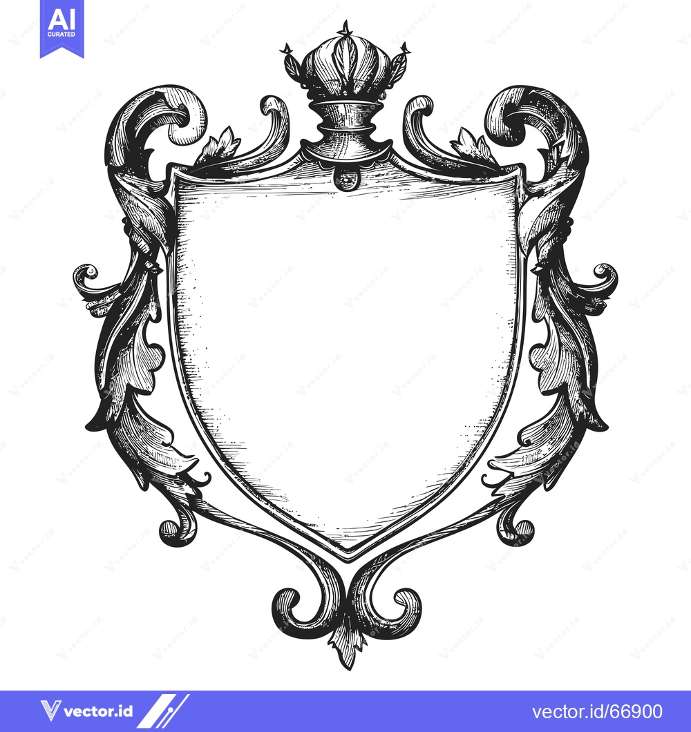 Premium Vector dari Ornate Shield with Crown and Flourishes