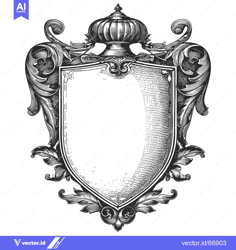 Premium Vector dari Ornate Shield with Crown and Flourishes