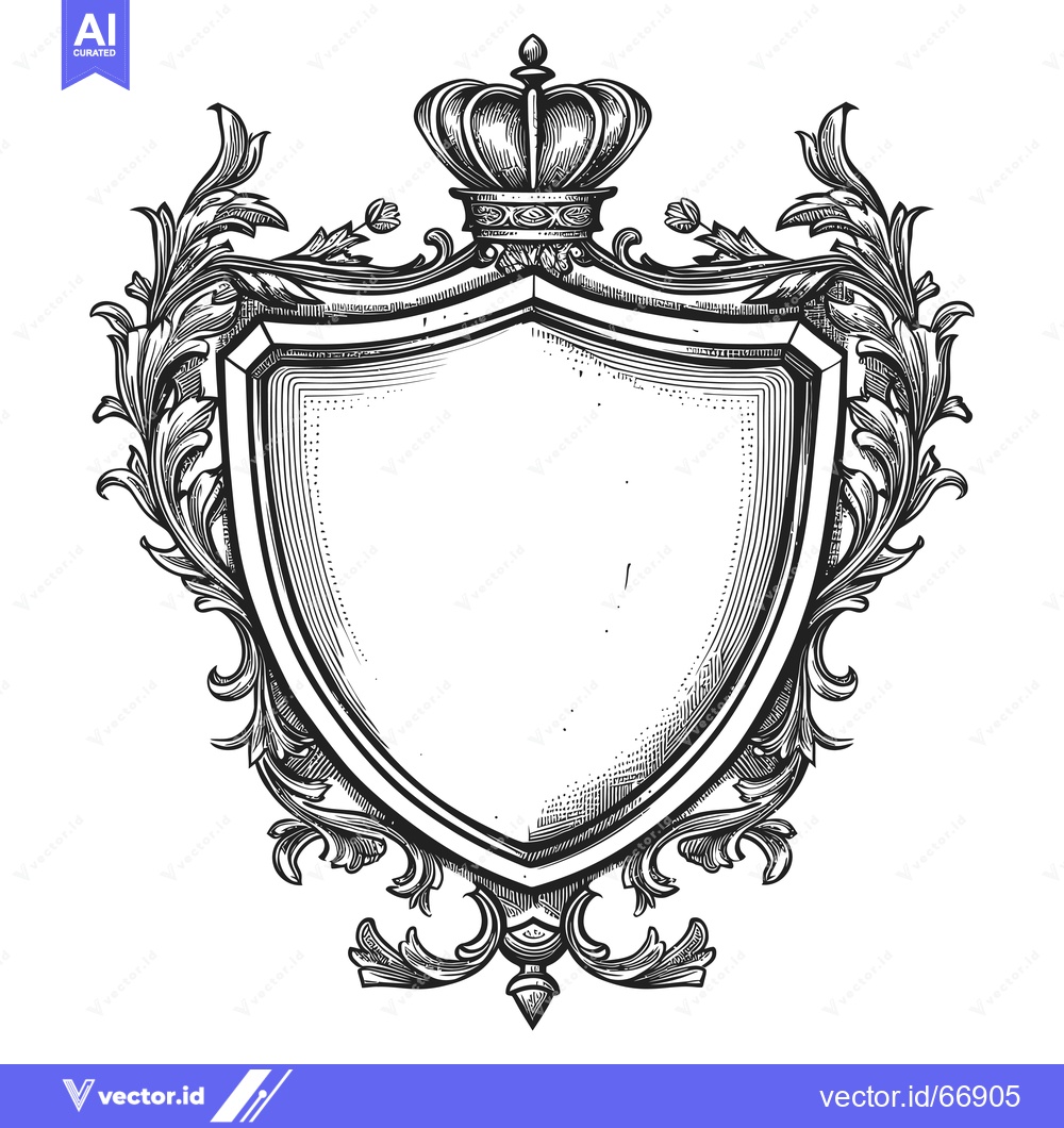 Premium Vector dari Ornate Shield with Crown and Flourishes