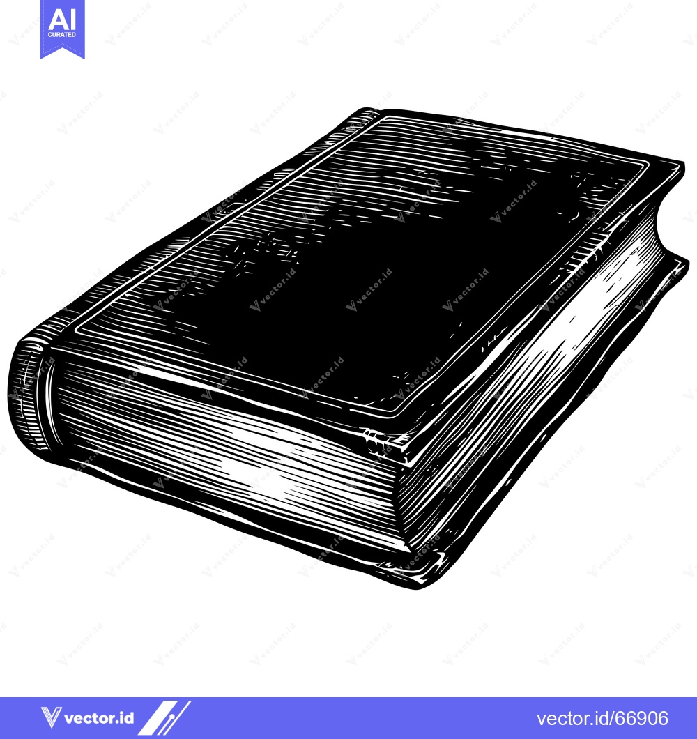 Premium Vector dari Black and White Illustration of a Closed Book
