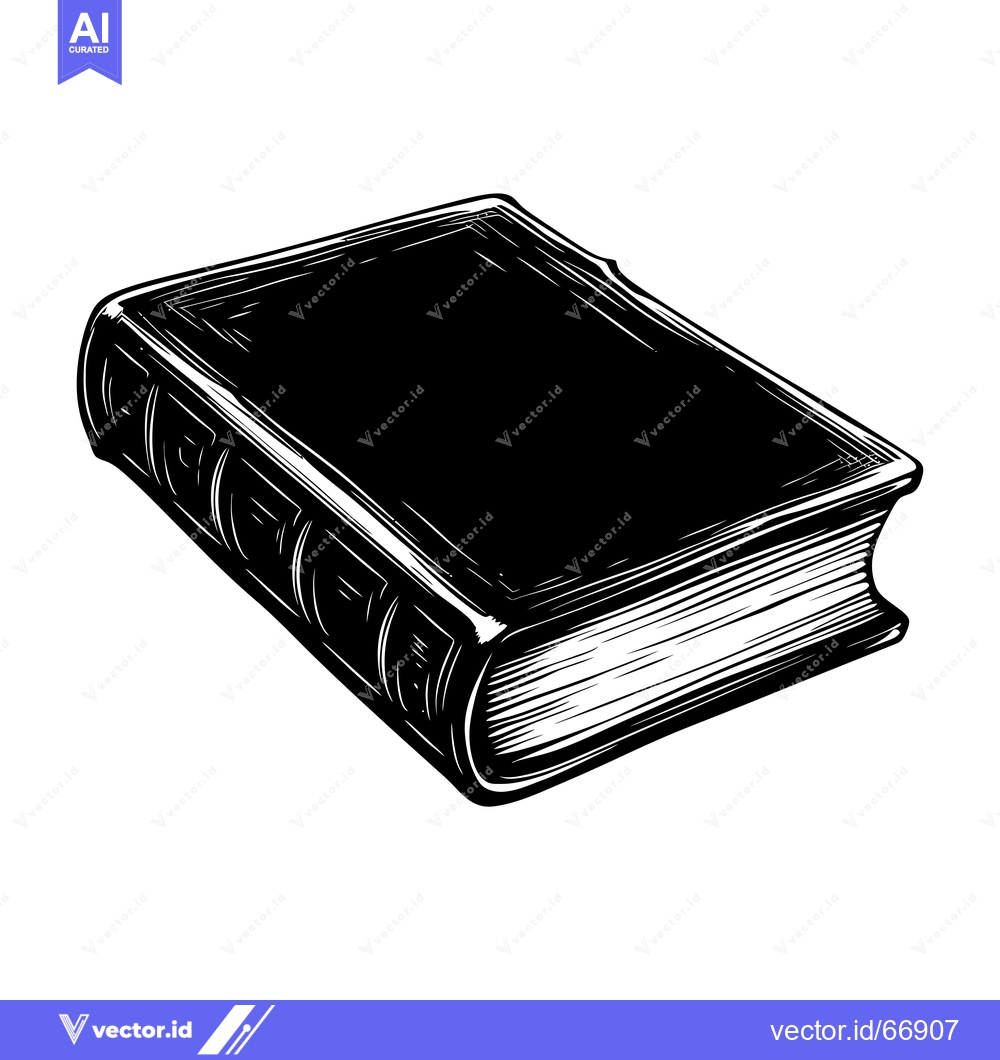 Premium Vector dari Black and White Illustration of a Closed Book