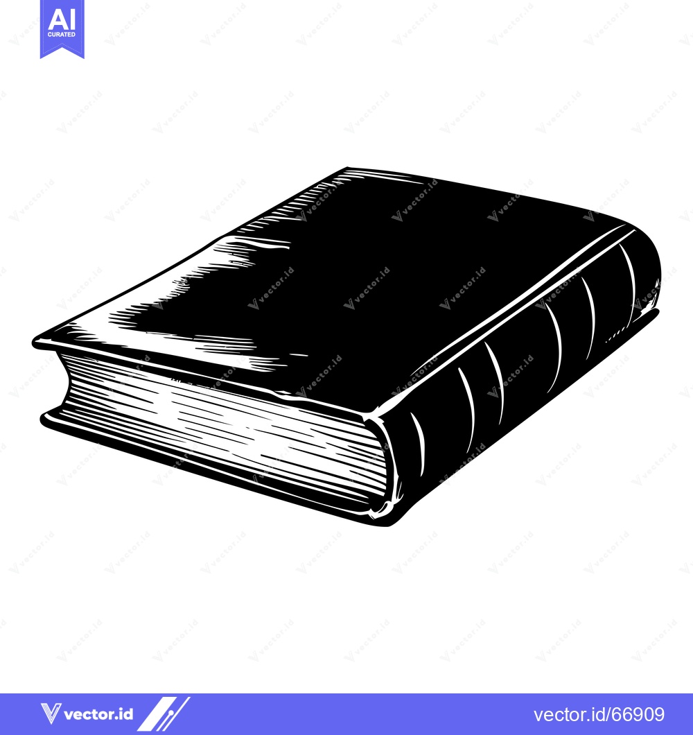Premium Vector of A Closed Book with a Black Cover and Visible Pages