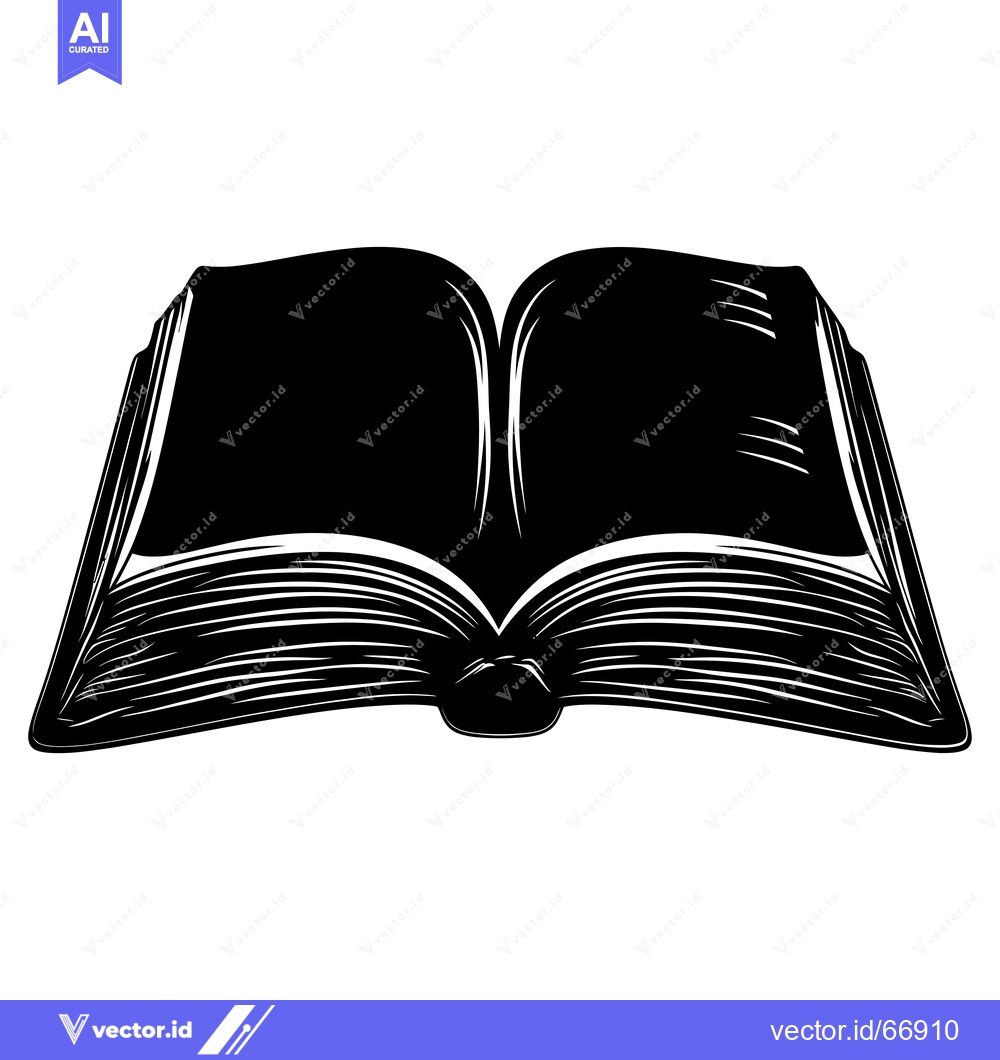 Premium Vector dari Open Book Silhouette with Detailed Pages