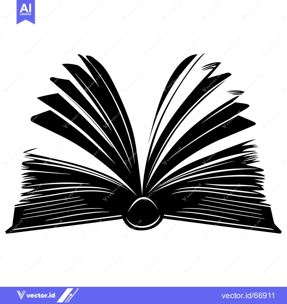 Premium Vector of Black and White Silhouette of an Open Book