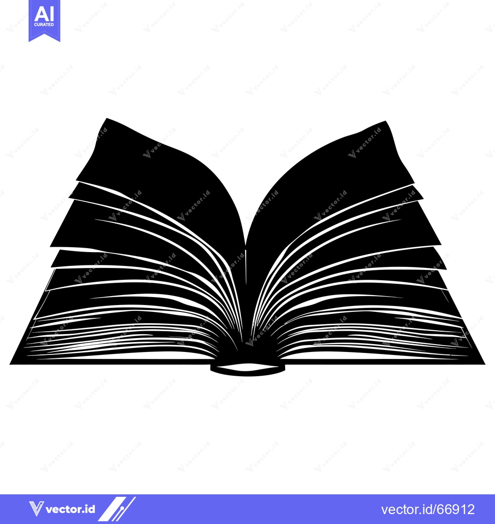 Premium Vector of Open Book Silhouette with Visible Pages