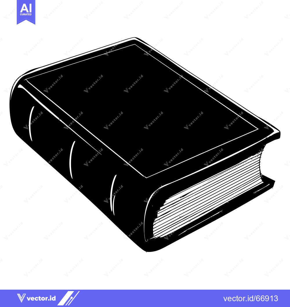 Premium Vector of Black and White Illustration of a Closed Book