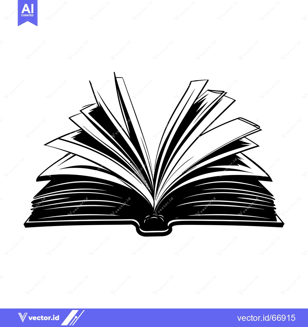 Premium Vector dari Open Book with Black and White Pages and a Thick Spine