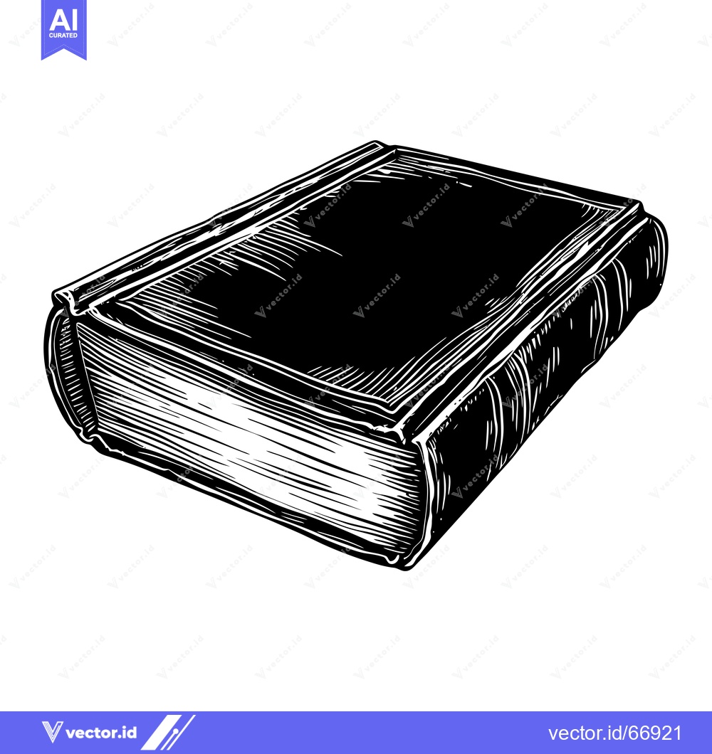 Premium Vector dari Black and White Illustration of a Closed Book