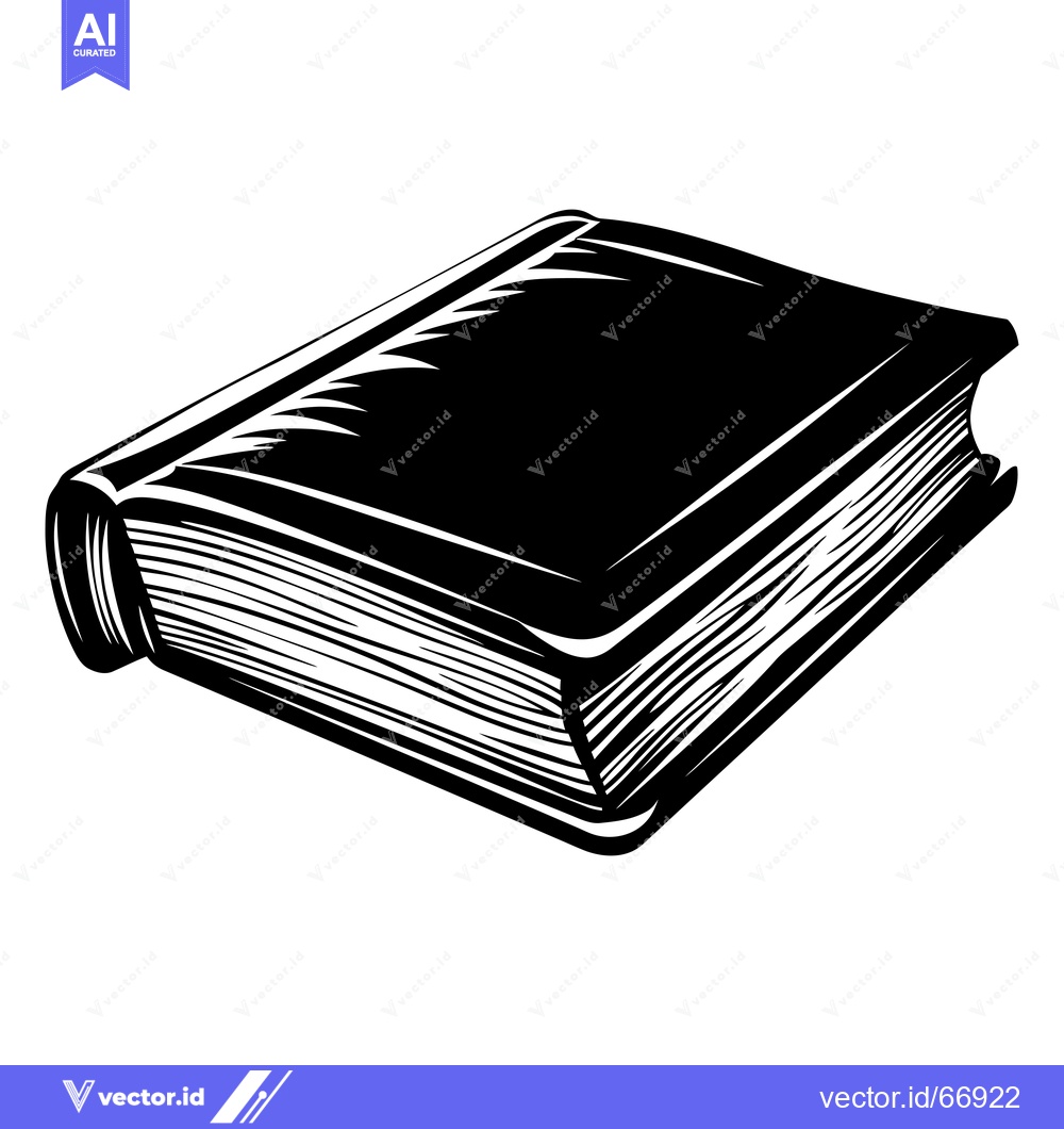 Premium Vector dari Black and White Illustration of a Closed Book