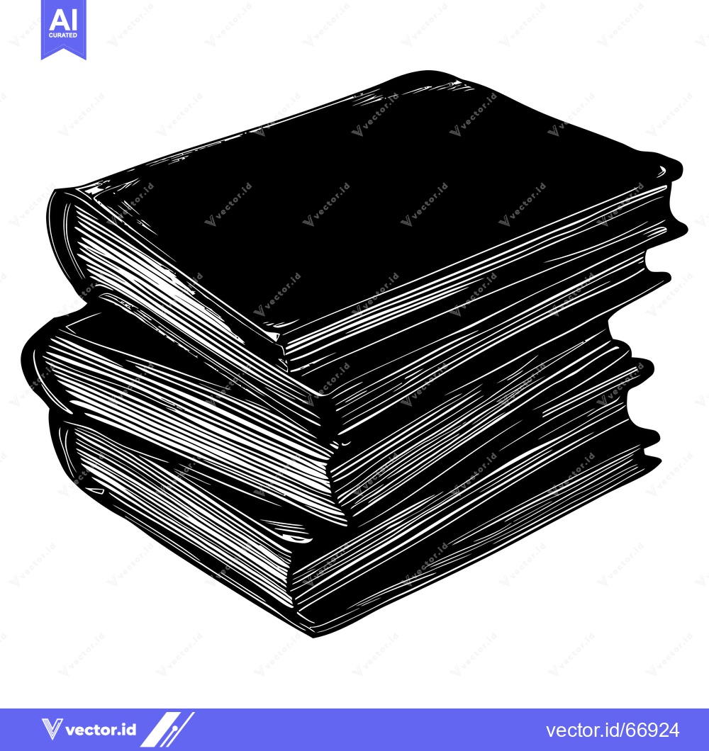 Premium Vector dari A Stack of Three Textured Books in Black and White