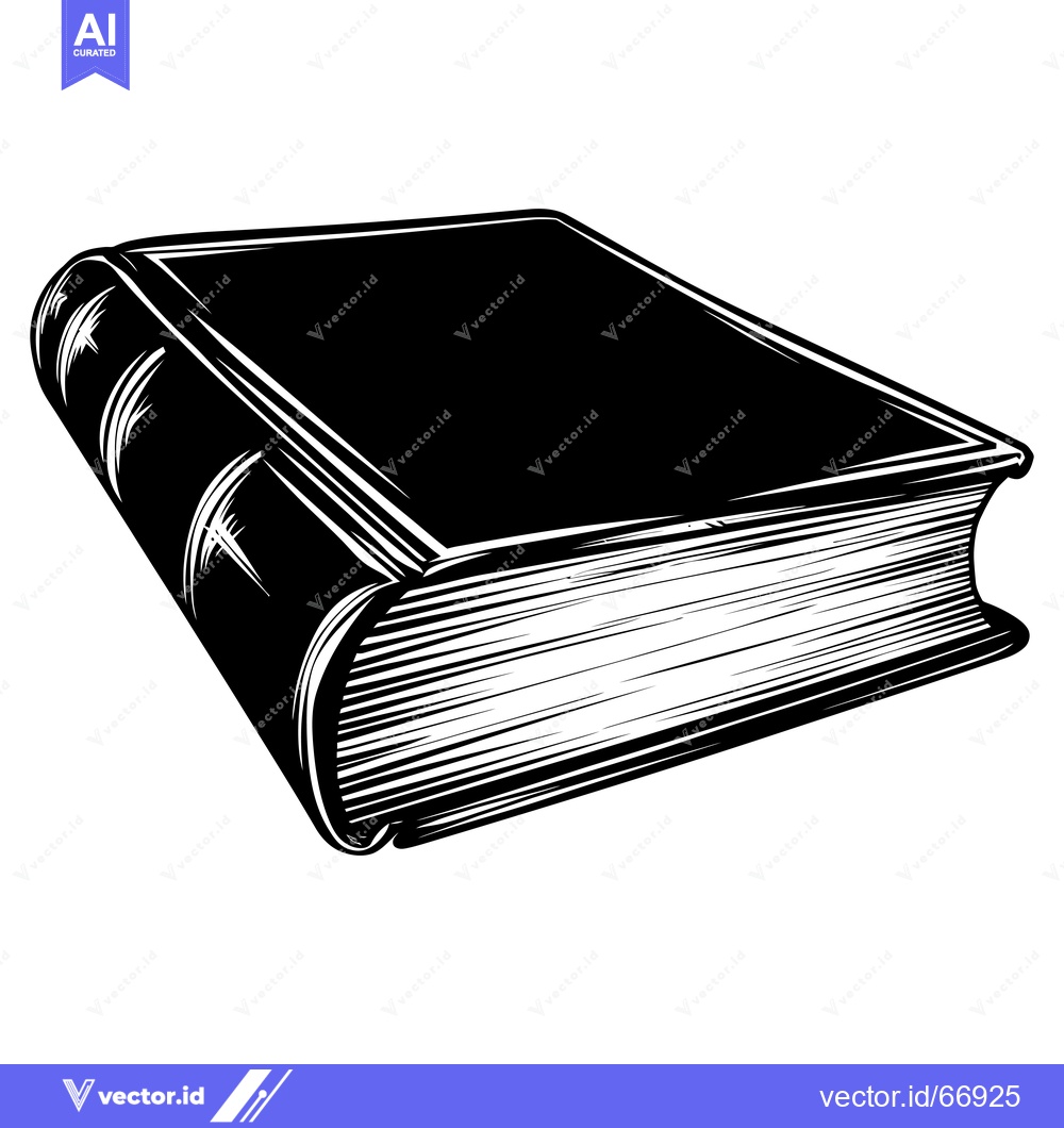 Premium Vector dari Black and White Illustration of a Closed Book