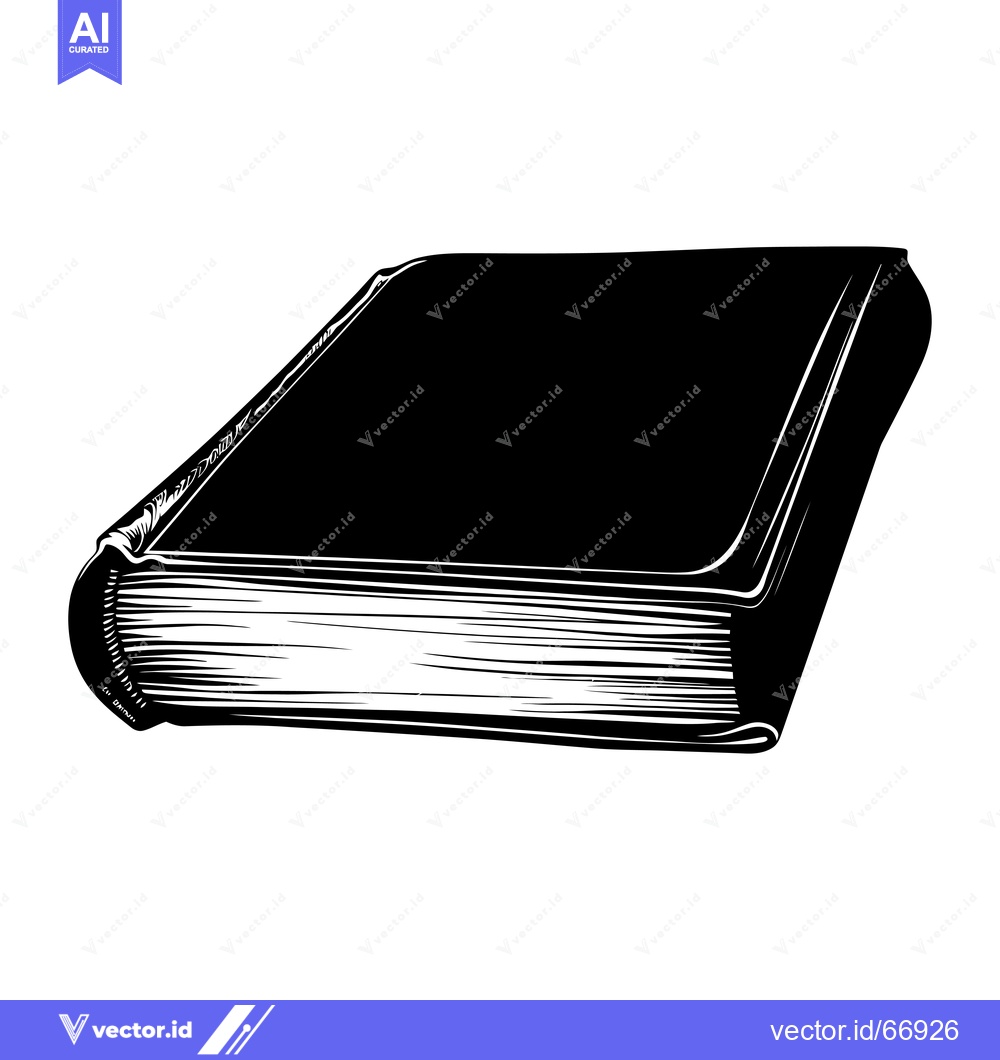Premium Vector of A black and white line drawing of a closed book with a thick spine