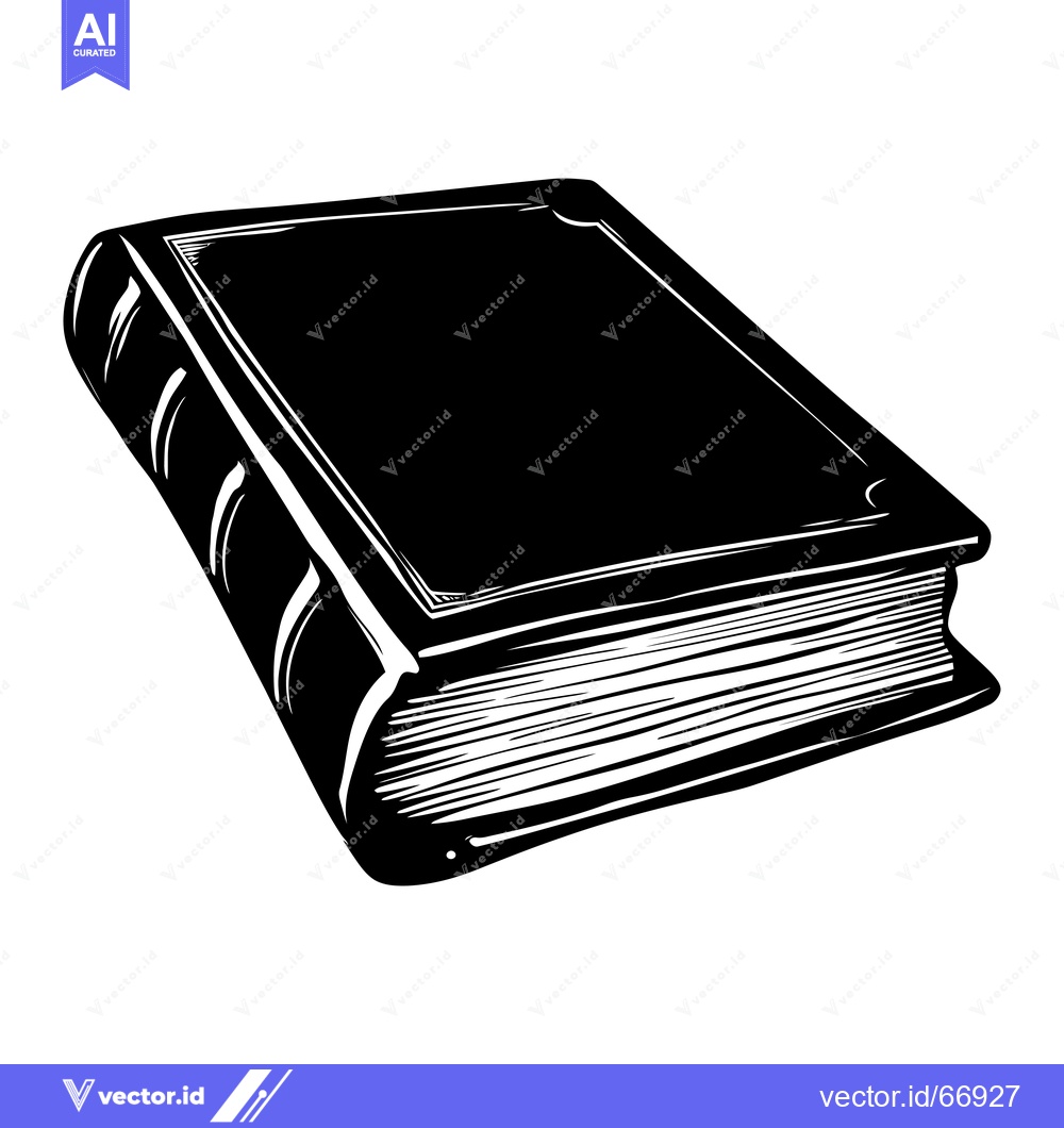 Premium Vector dari Black and White Illustration of a Closed Book