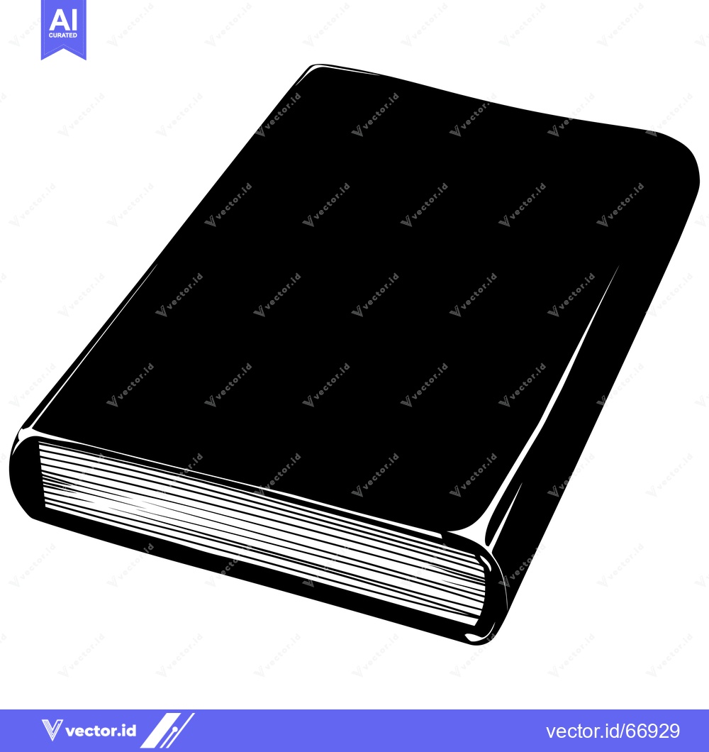 Premium Vector of Black and White Illustration of a Closed Book