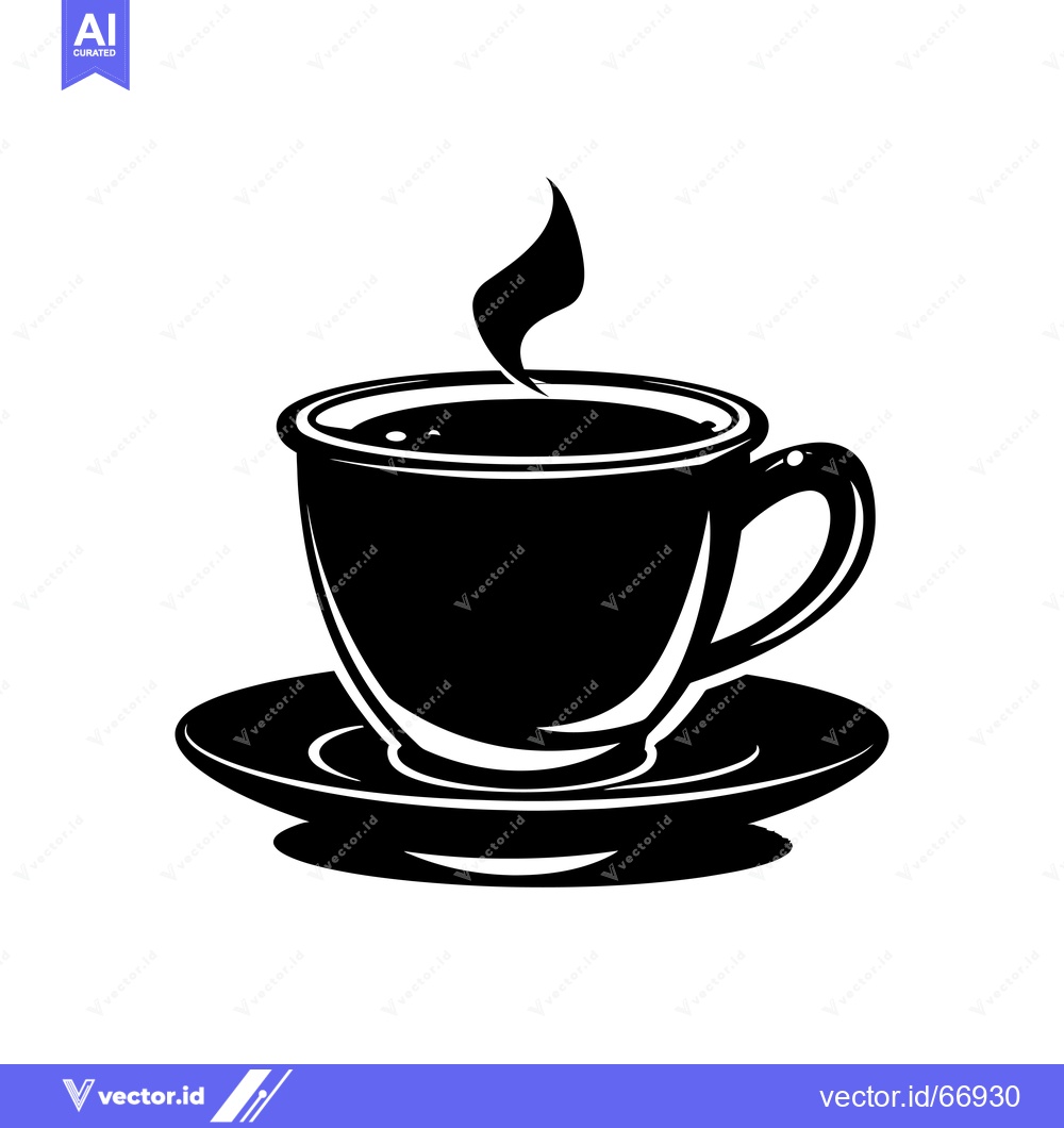 Premium Vector dari Steaming Cup of Coffee on Saucer
