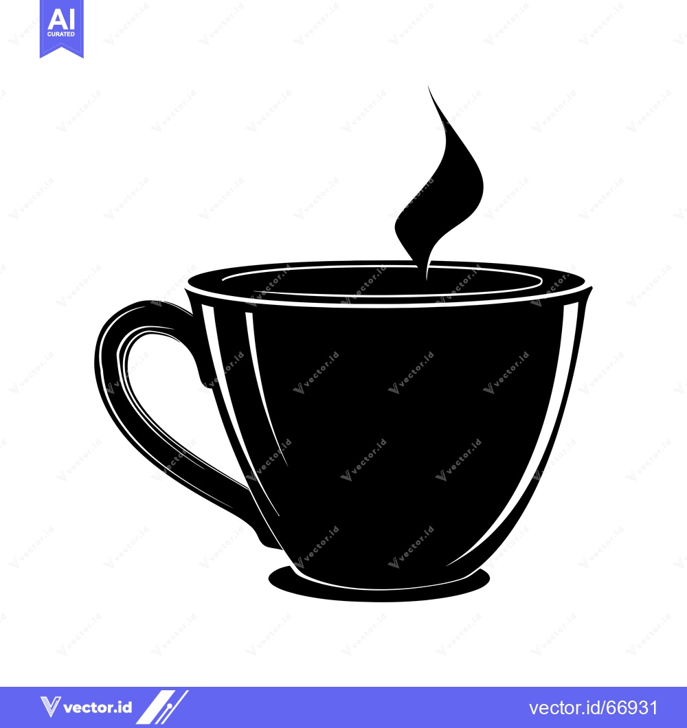 Premium Vector dari Silhouette of a steaming cup of coffee or tea
