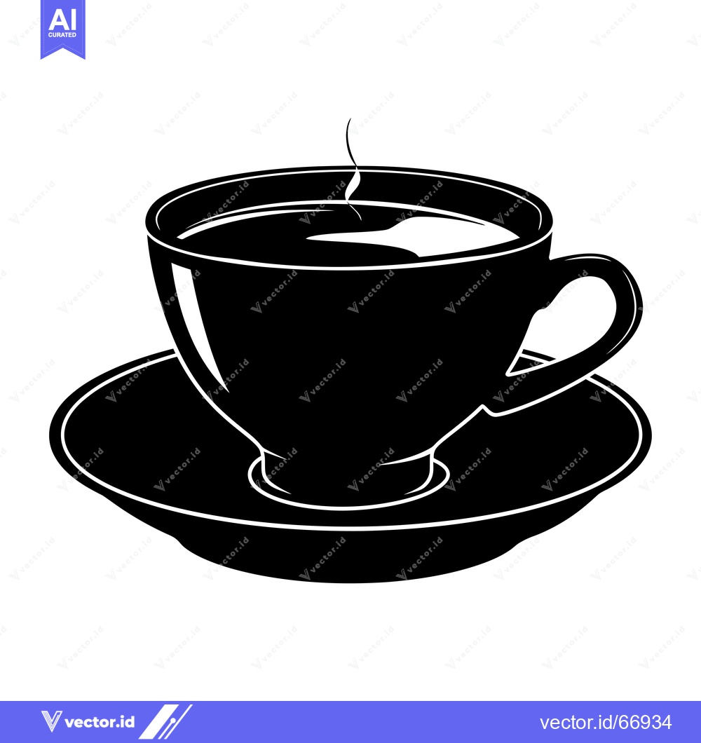 Premium Vector dari A Black and White Illustration of a Cup and Saucer with Steam Rising