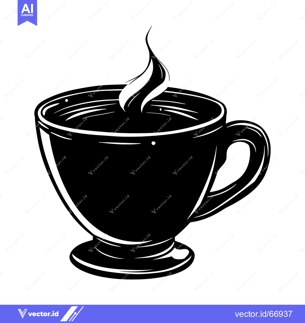 Premium Vector dari A Black and White Illustration of a Steaming Cup of Coffee