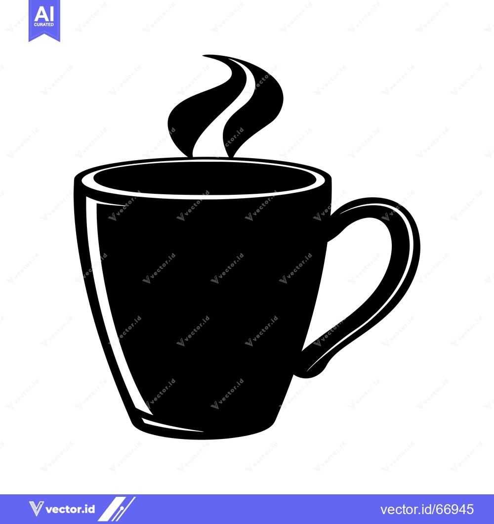 Premium Vector of Silhouette of a steaming coffee mug with a handle