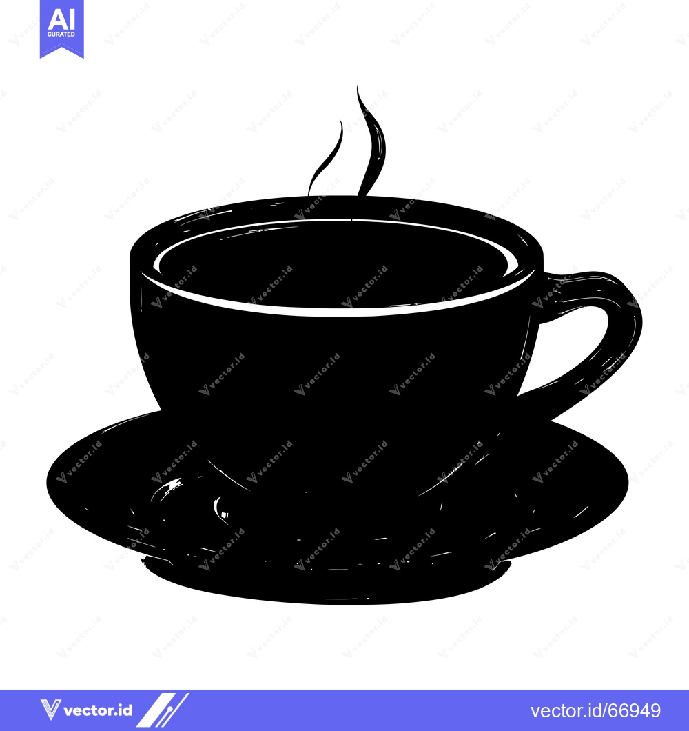 Premium Vector of Black and White Hand-Drawn Illustration of a Coffee Cup with Steam