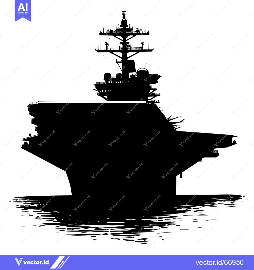 Premium Vector dari Silhouette of an Aircraft Carrier at Sea