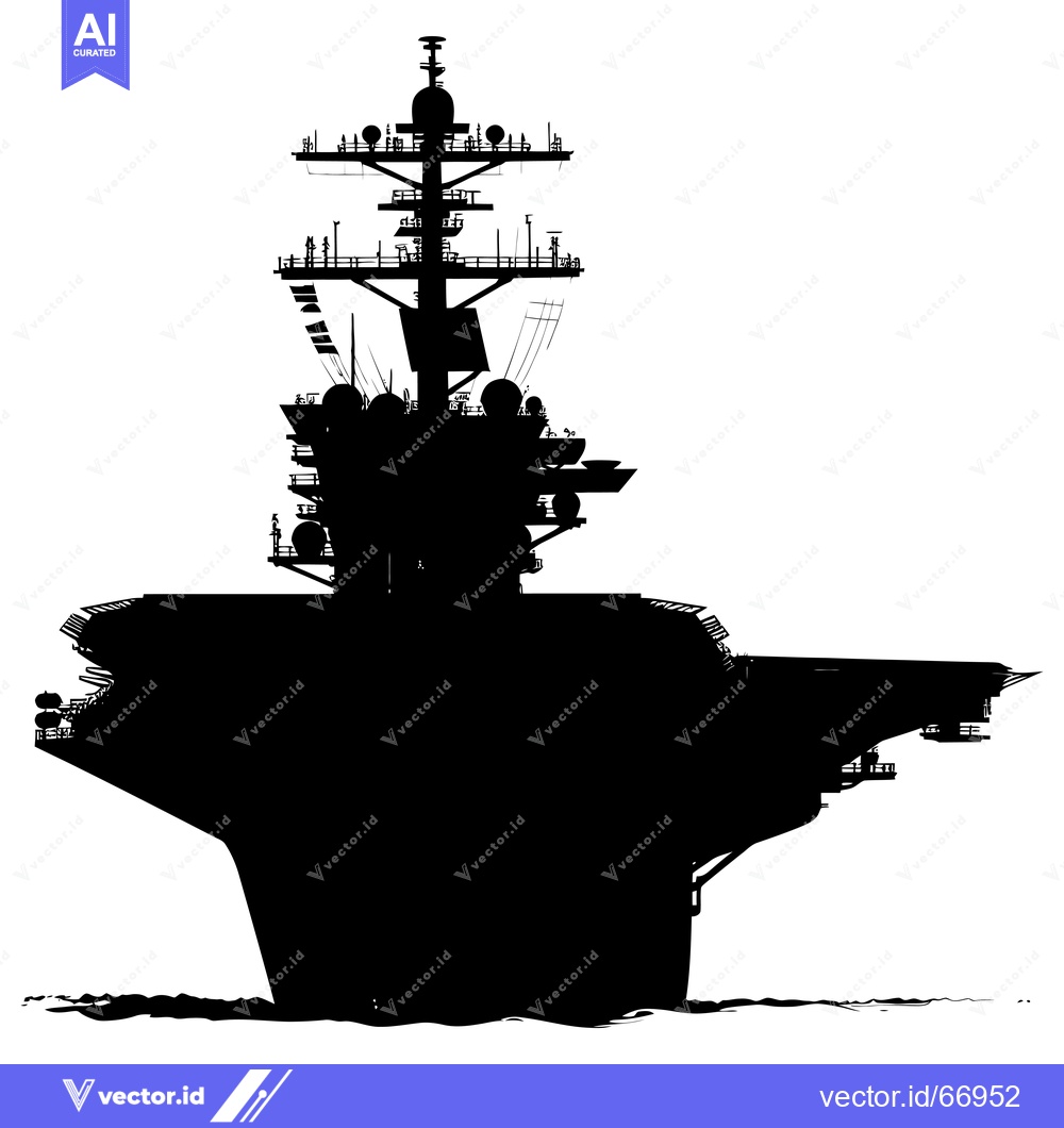 Premium Vector dari Silhouette of a Large Aircraft Carrier at Sea