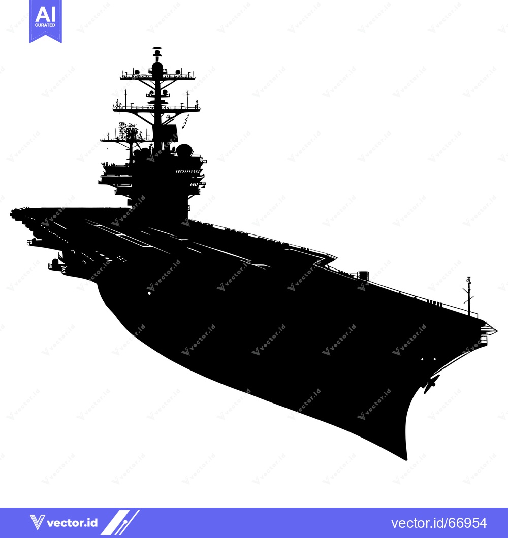 Premium Vector dari Black and White Silhouette of a Military Aircraft Carrier